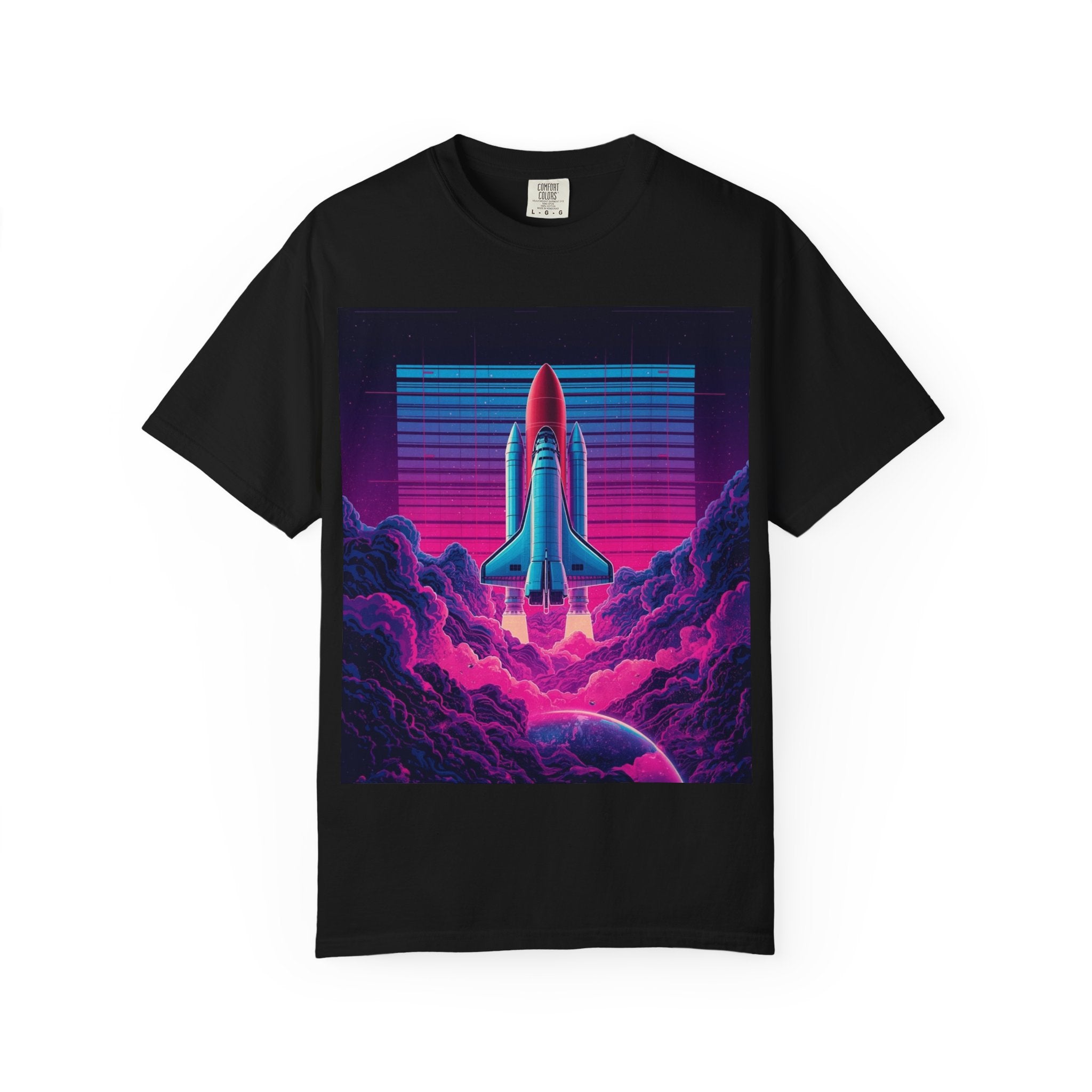 Retro 80s Space Shuttle Tee — Vaporwave Rocket Blast T-Shirt