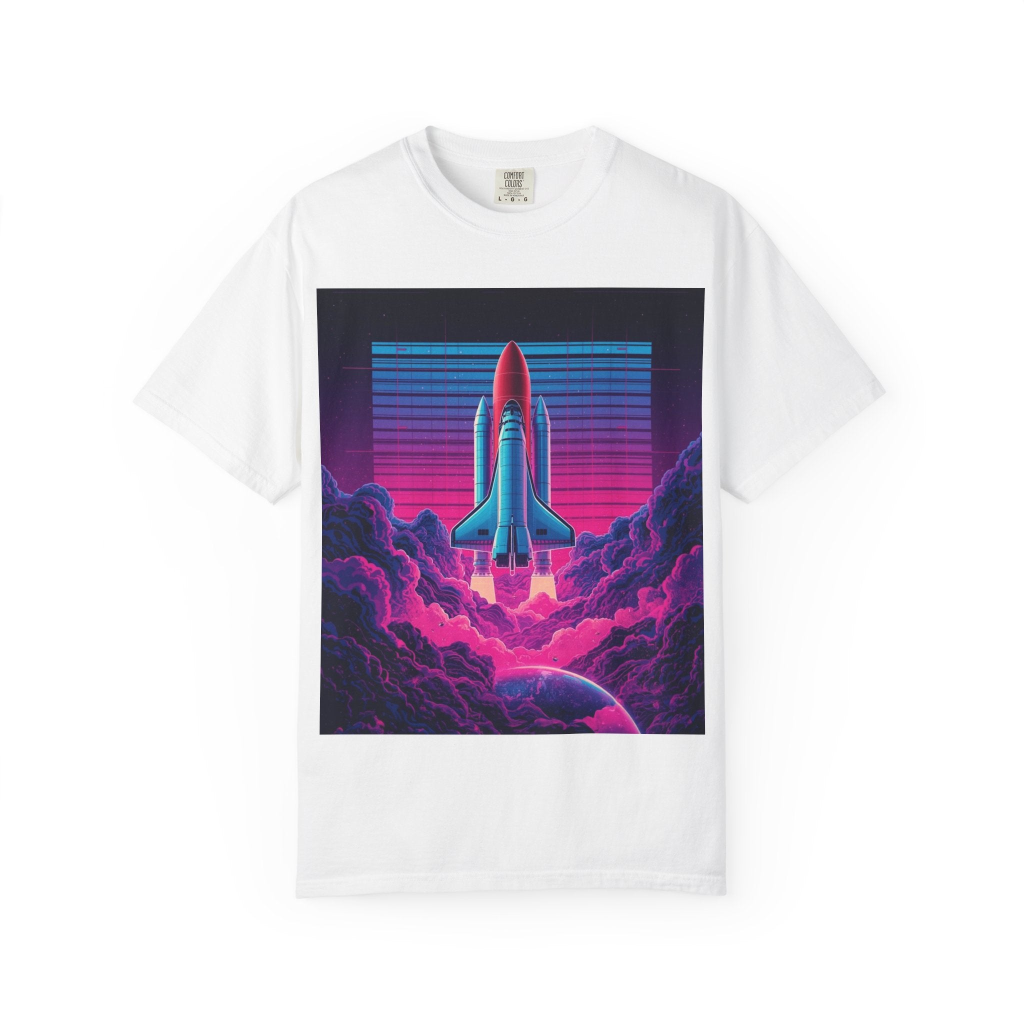 Retro 80s Space Shuttle Tee — Vaporwave Rocket Blast T-Shirt