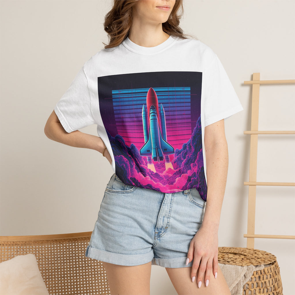 Retro 80s Space Shuttle Tee — Vaporwave Rocket Blast T-Shirt