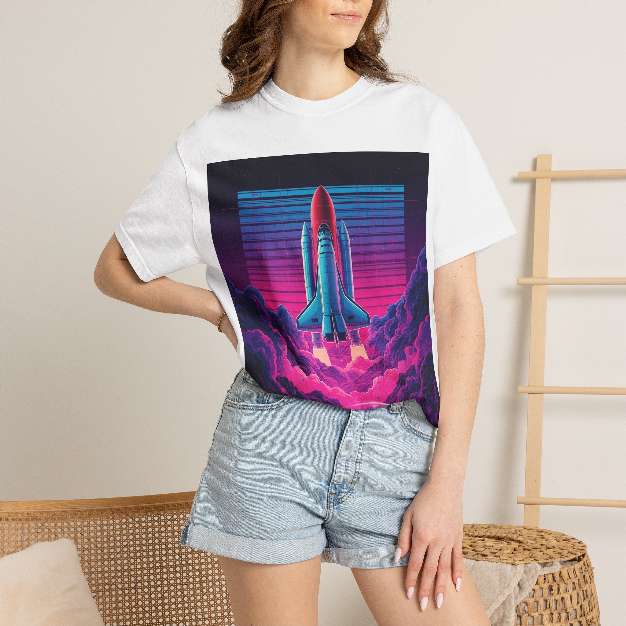Retro 80s Space Shuttle Tee — Vaporwave Rocket Blast T-Shirt