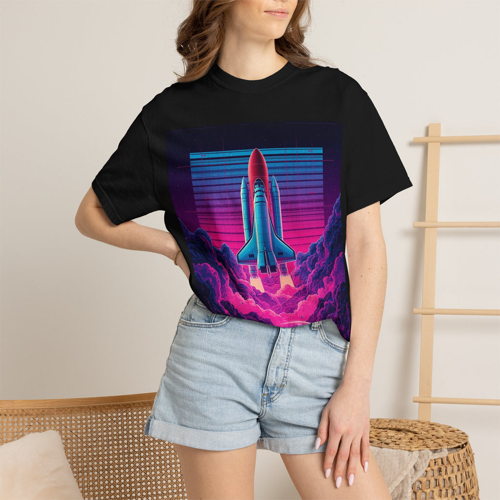 Retro 80s Space Shuttle Tee — Vaporwave Rocket Blast T-Shirt