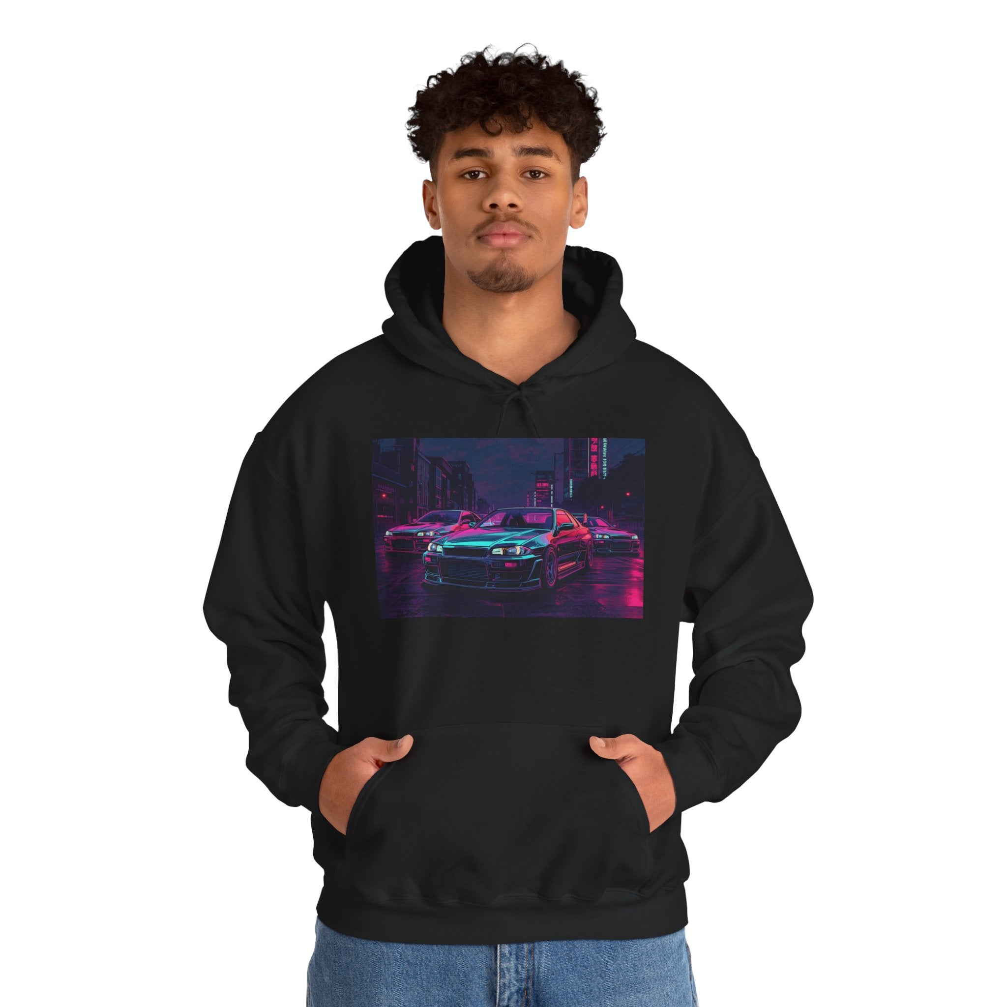 Retro Wave JDM Street Racing Hoodie — 90s Cyberpunk Aesthetic