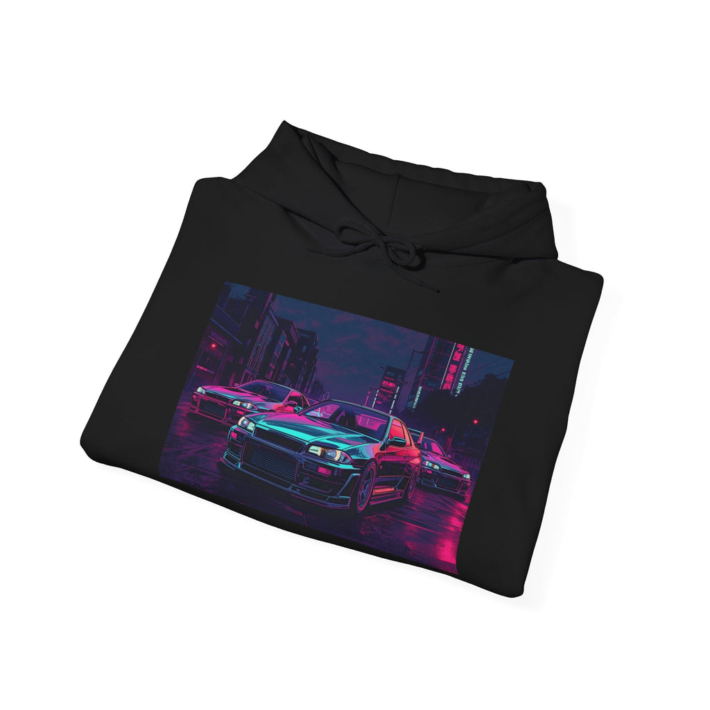 Retro Wave JDM Street Racing Hoodie — 90s Cyberpunk Aesthetic